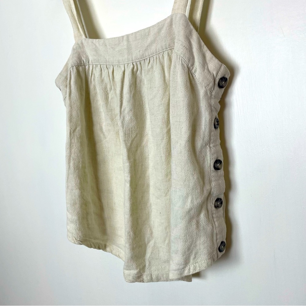 Universal Thread Women’s Linen Blend Square Neck Button Side Tank Small Neutral - Picture 4 of 8
